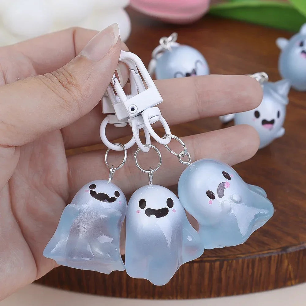 Halloween Keychain Glow-in-the-Dark Cartoon Jelly Doll Pendant Headphone Case Decor