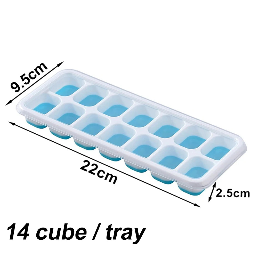 Ice Cube Tray Mold with Lid Silicone Square 14 Cube Easy Release Ice Cube Molds