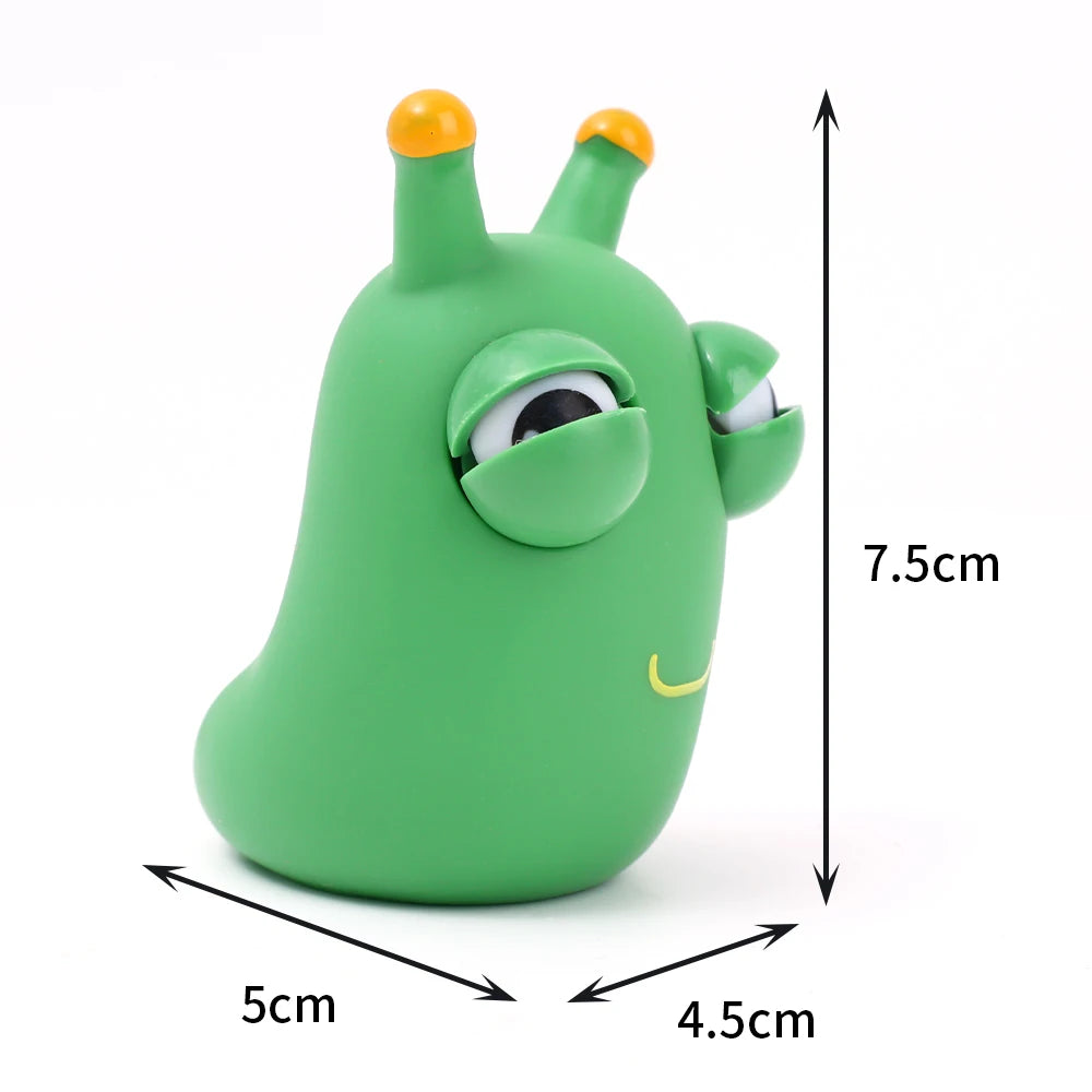 Green Worm Squeeze Pinch Toy Novelty Eye Popping Squeeze 3D Toy