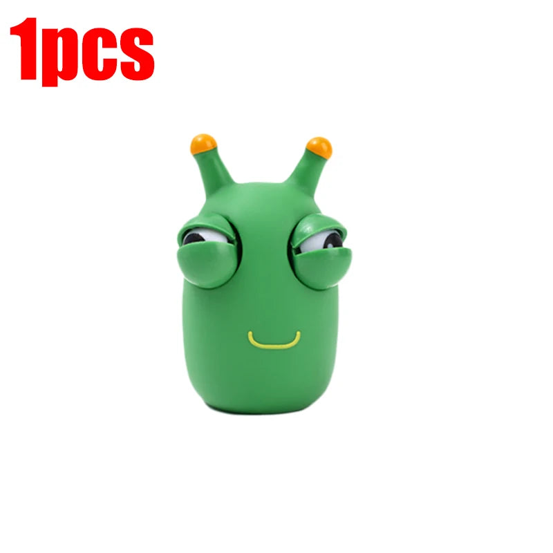 Green Worm Squeeze Pinch Toy Novelty Eye Popping Squeeze 3D Toy