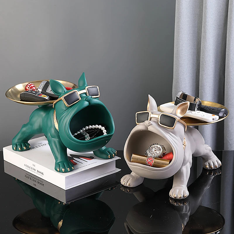 Home Decor Bulldog Figurine Dog Statue Storage Box Animal Ornament Art Sculpture