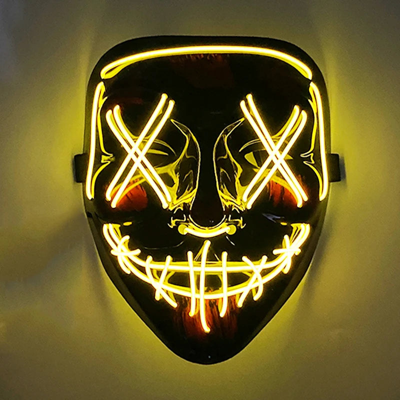 Wireless Glowing Mask LED Luminous Purge Mask Halloween Carnival Light Up Party Mask