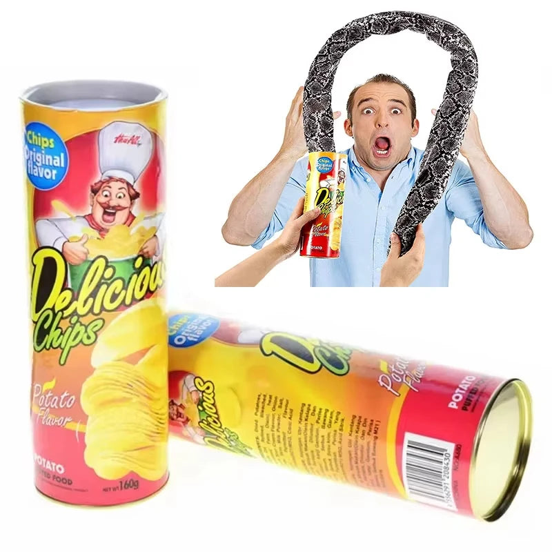 The Potato Chip Snake Can Jump Stage Magic Tricks Spring Snake Toy Jokes in A Can Gift