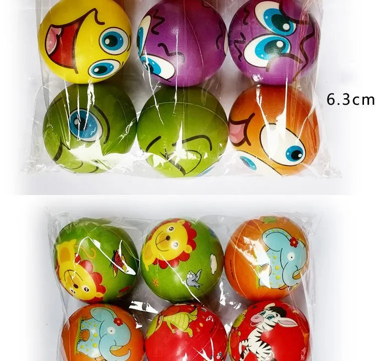 6PCS 6.3cm facial expression foam PU extrusion sports decompression children's toy