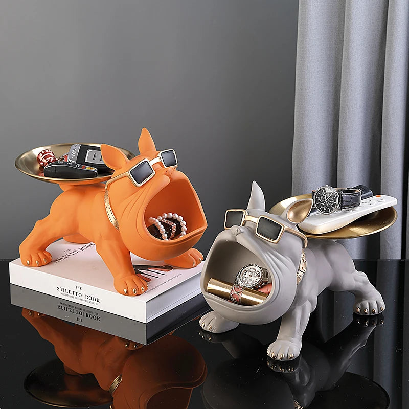 Home Decor Bulldog Figurine Dog Statue Storage Box Animal Ornament Art Sculpture
