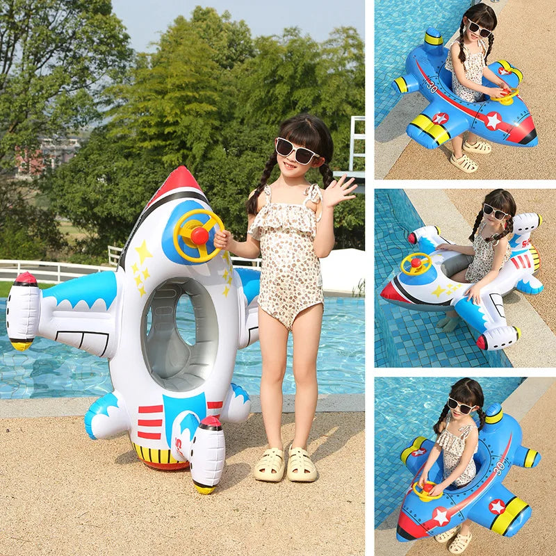 Baby Swim Ring Inflatable Toy Aircraft Shape Swimming Circle Seat Floatie
