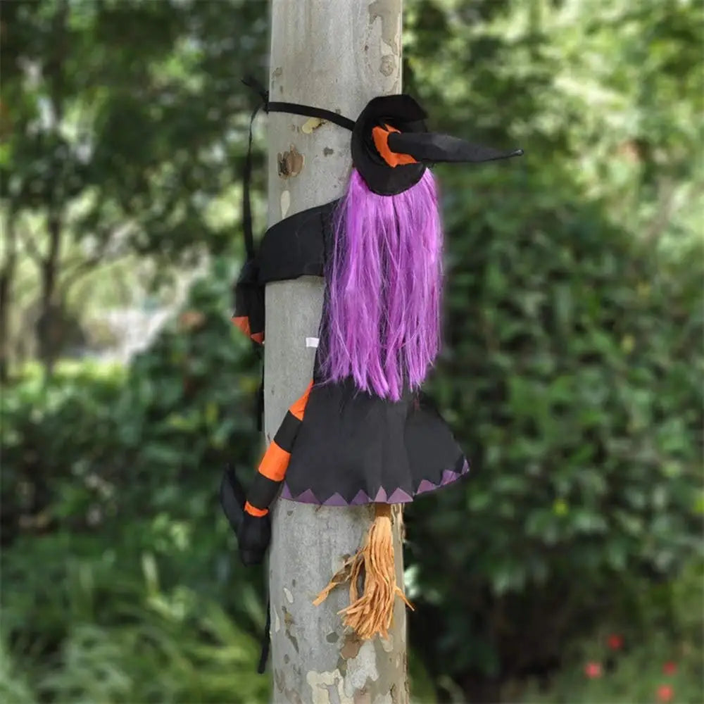 Halloween Crashing Witch Into Tree Outdoor Decoration Classic Flying Witch Pendant