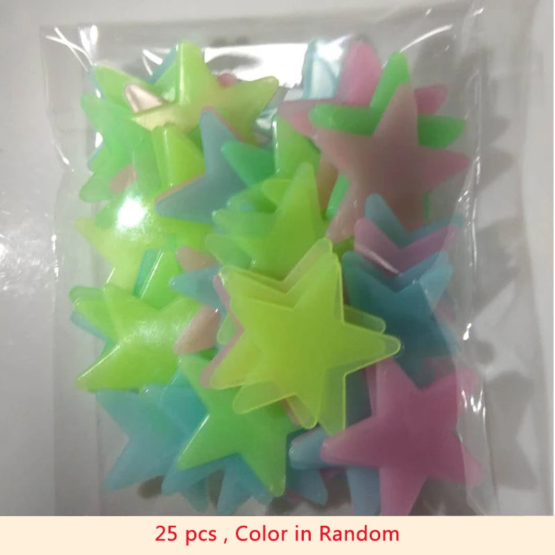 PVC Stars Glow Stickers Luminous In Dark Night Fluorescent Wall Art Decals For Kids
