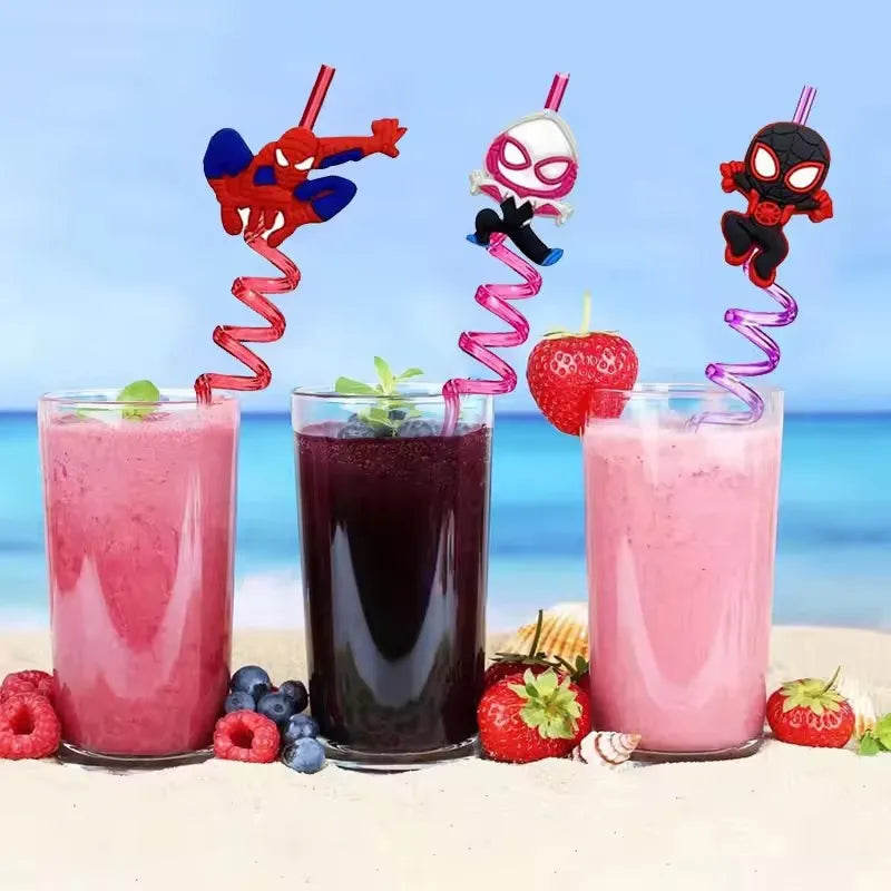 1/5/10Pcs Spiderman Theme Drinking Straws Kids Birthday Party Decorations Birthday Gifts