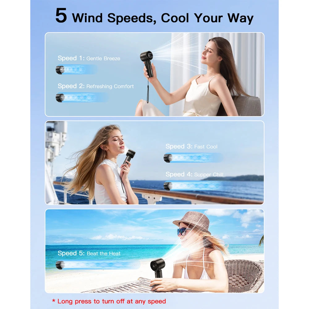 Handheld Mini Fan 4000mAh Battery Portable Rechargeable Fan with LED Display