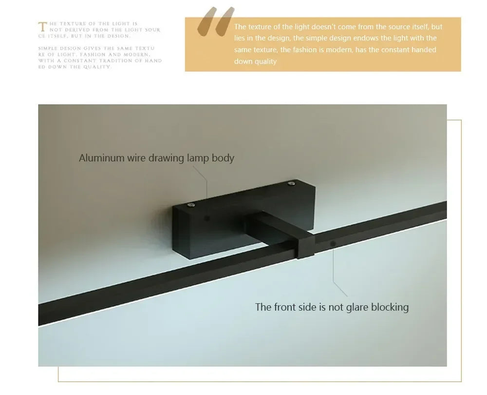 LED Bathroom Mirror Light, Modern Wall Sconce for Bedroom, Aluminum Decoration Lamp