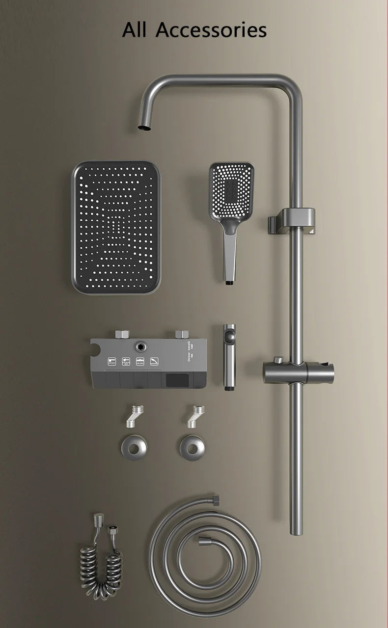 Bathroom Shower Full Set Black, White, and Gray Shower System Set