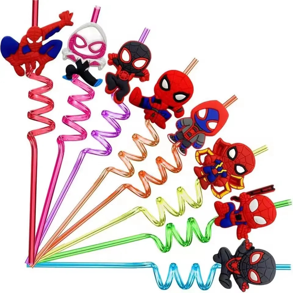 1/5/10Pcs Spiderman Theme Drinking Straws Kids Birthday Party Decorations Birthday Gifts