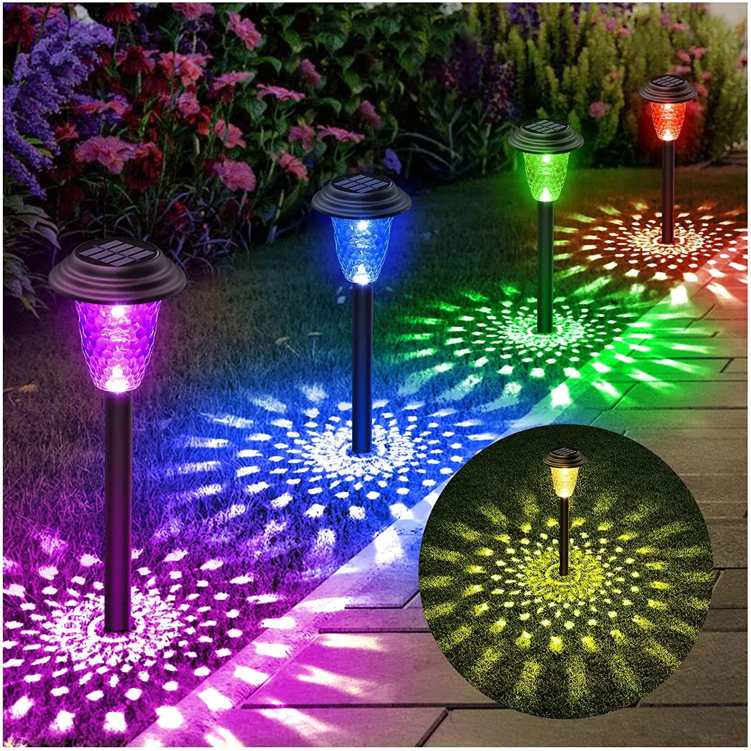 Solar RGB Color Changing Pathway Lights