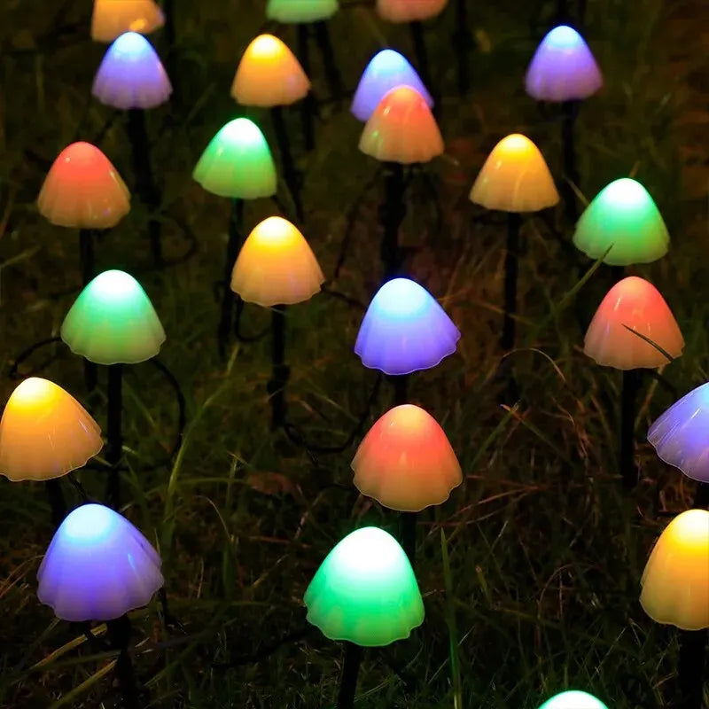Brighten Up Garden with 10 LED Solar Mushroom Lights!