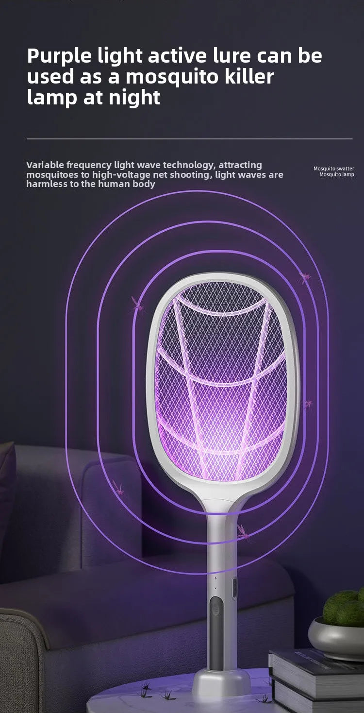 Electric Mosquito Swatter & Repellent Lamp -USB Rechargeable+Base