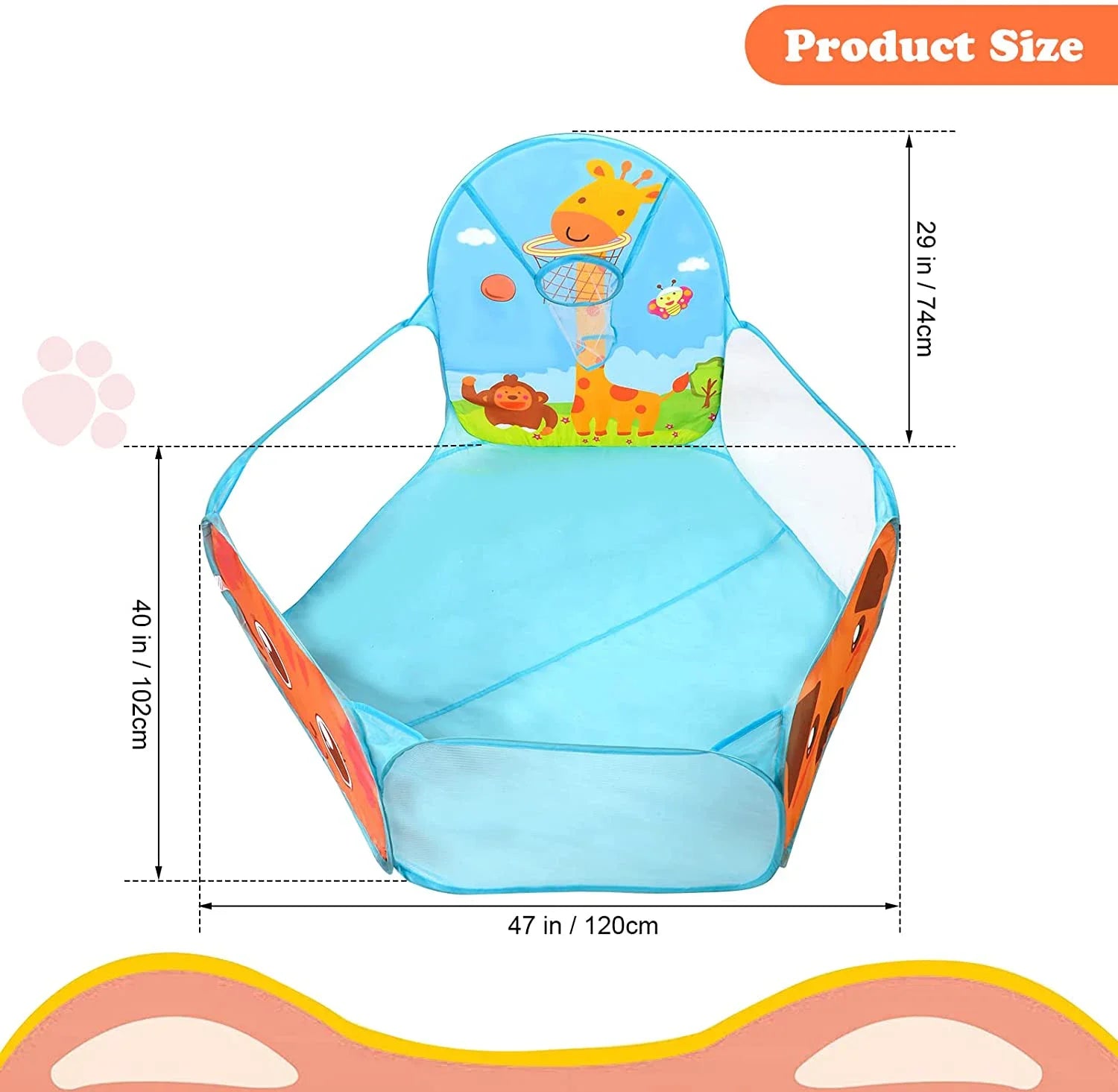 Children Ball Pool Tent Portable Foldable Ball Pit Play Tent with Basket