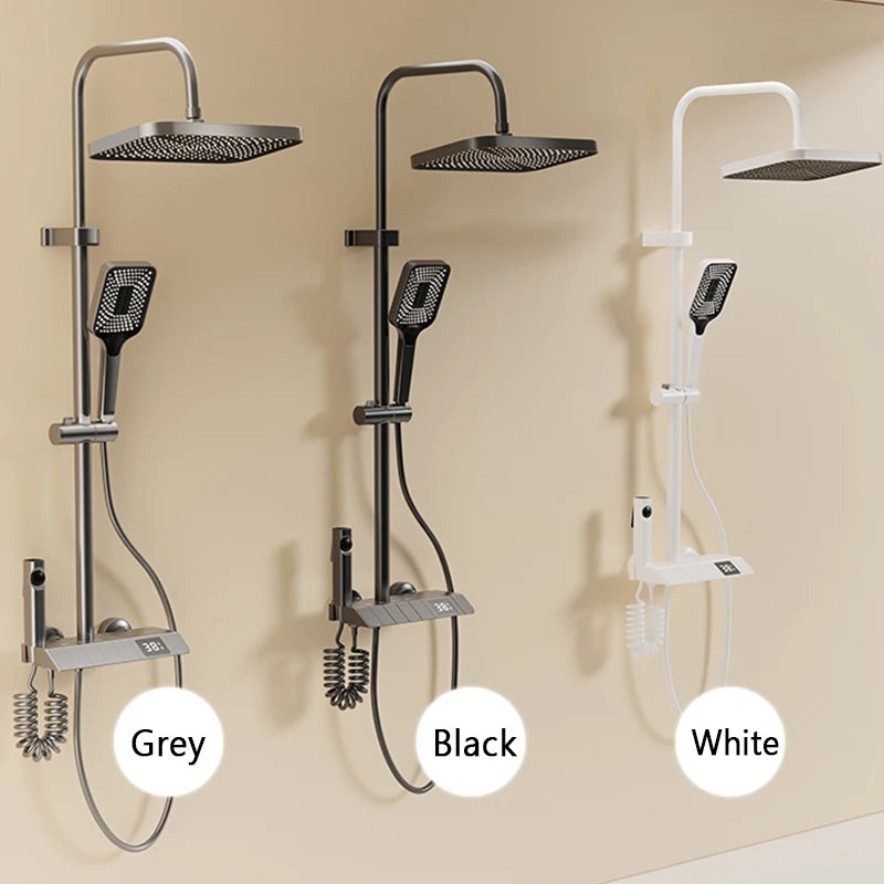 Bathroom Shower Full Set Black, White, and Gray Shower System Set