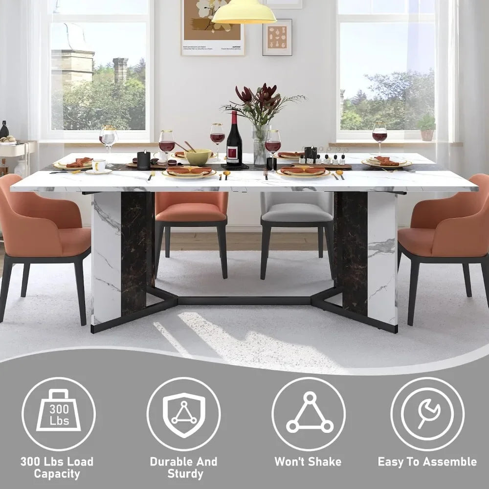 35in Marble-Color Wood Waterproof Tabletop