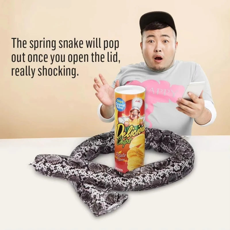 The Potato Chip Snake Can Jump Stage Magic Tricks Spring Snake Toy Jokes in A Can Gift