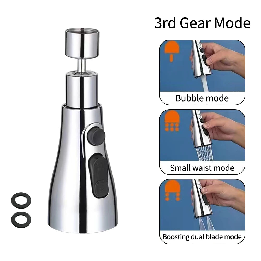 3 Modes Shower Head Kitchen Tap 360° Rotatable Flush High-Pressure Faucet Spray