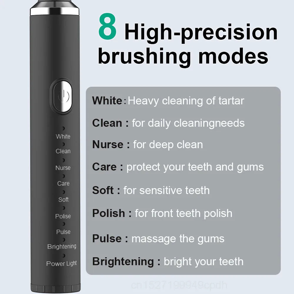 Electric Ultrasonic Toothbrush 8 High-Precision Brushing Modes Rechargeable Tooth Cleaner