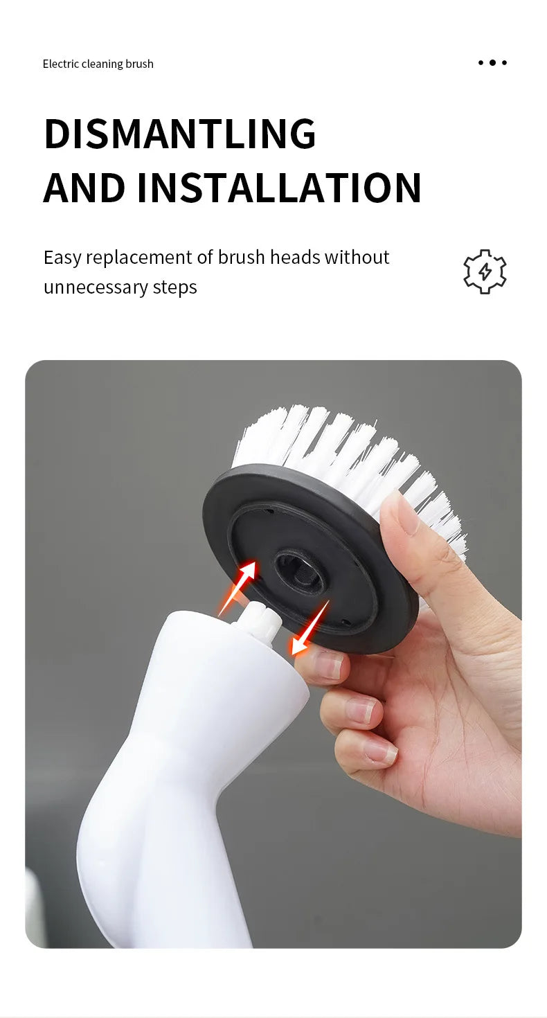 6 in 1 Powerful Electric Cleaning Brush Wireless Spin Scrubber Brush