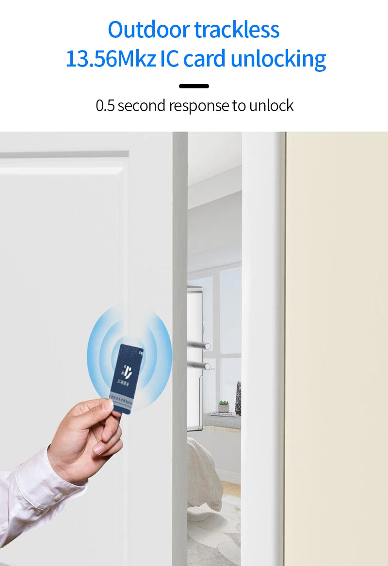 Home Smart Door Lock Handle Hidden Battery Anti Theft Electronic Keyless Lock