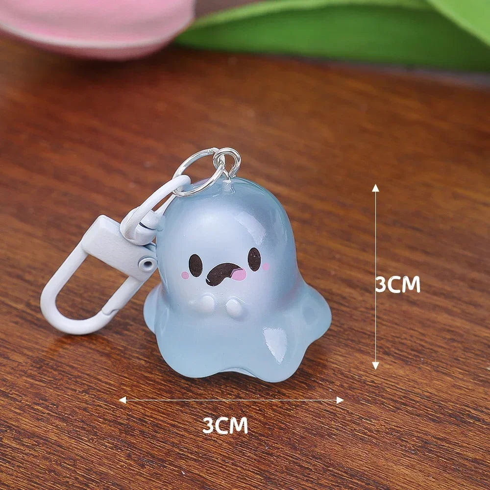 Halloween Keychain Glow-in-the-Dark Cartoon Jelly Doll Pendant Headphone Case Decor