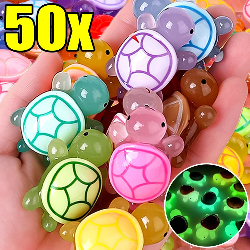 50/2pcs Cute Mini Luminous Turtle Ornaments Glowing in The Dark Miniatures