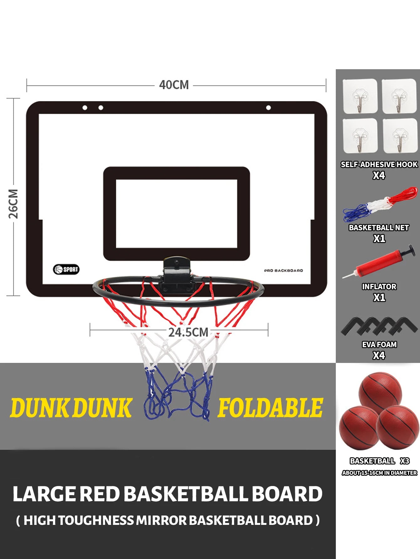 Children's wall mounted silent non porous foldable basketball stand