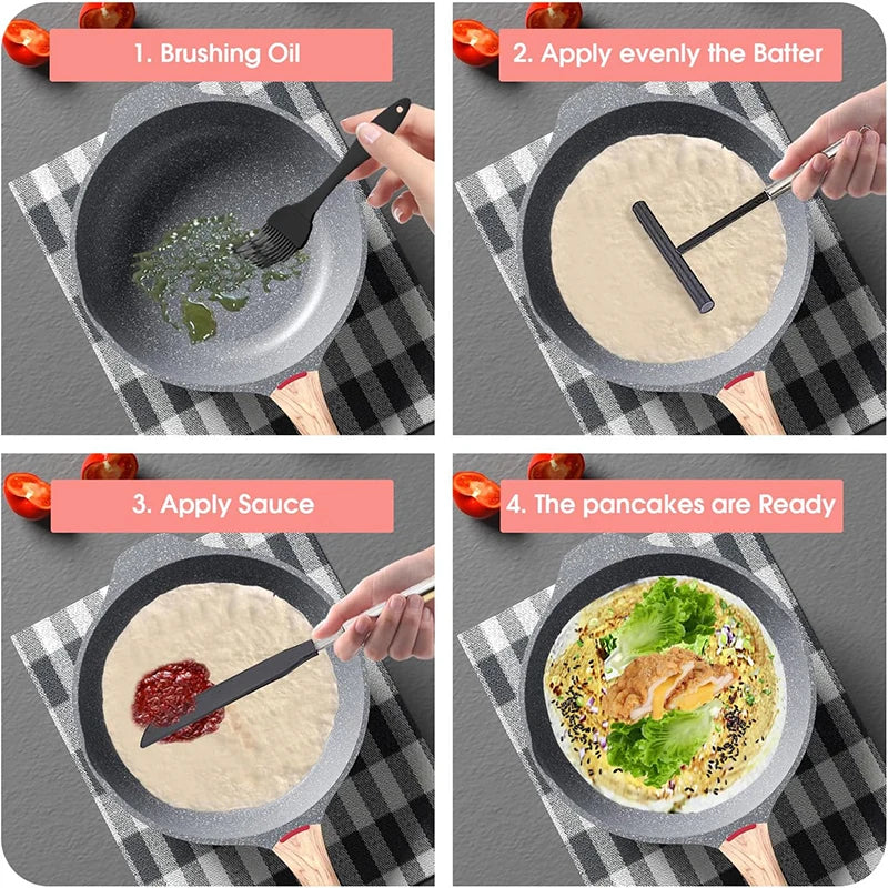 Stainless Steel French Crepe Spreader and Spatula Kit Pancake Cooking Tools