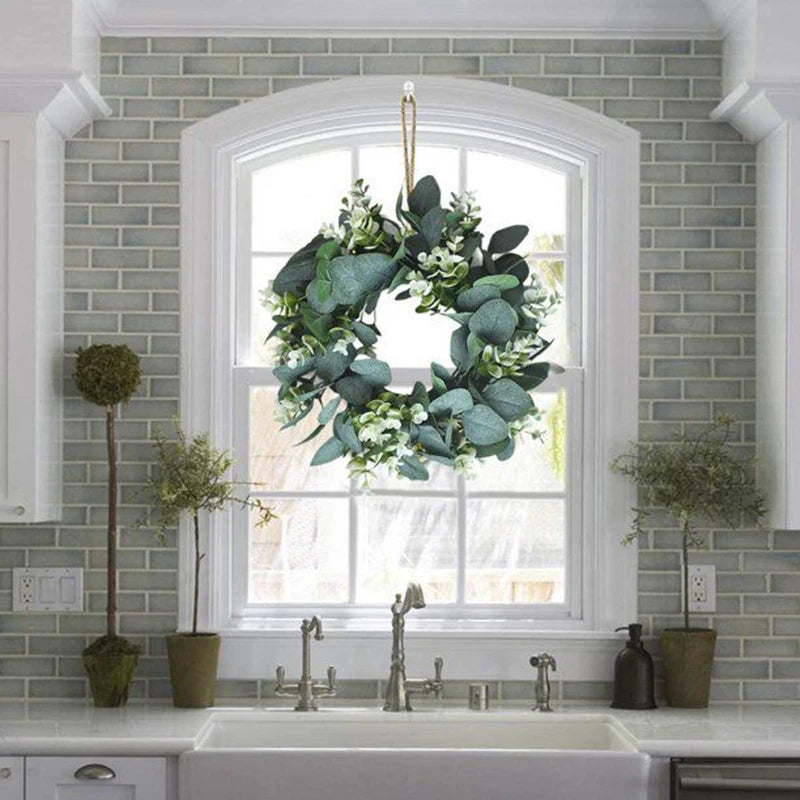 Eucalyptus Wreath Flowers Gifts DIY Rattan Creative Artificial Garland