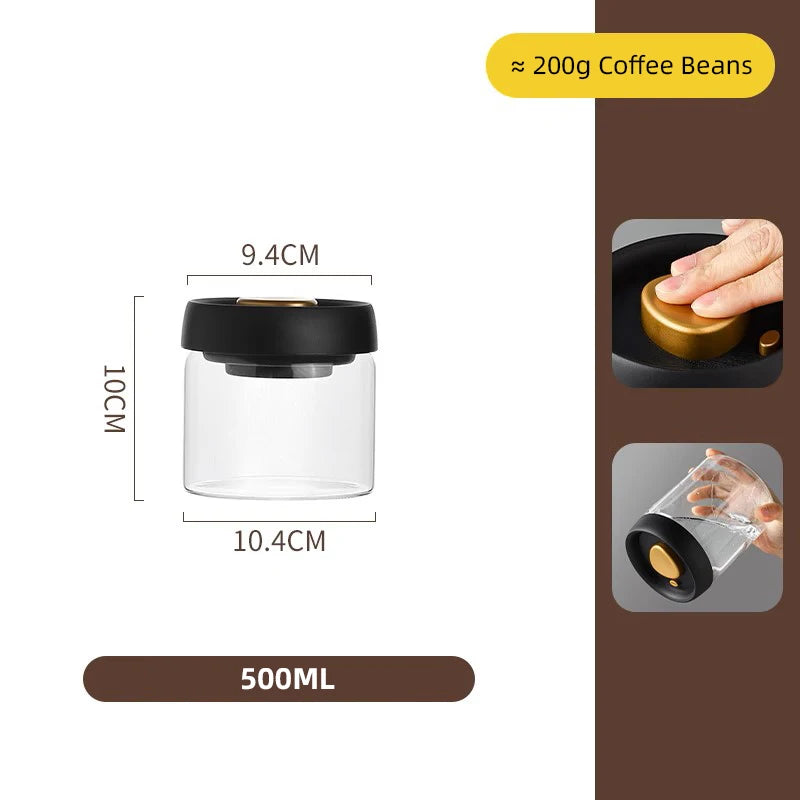 Coffee Beans Vacuum Sealed Glass Storage Jars Moisture-proof Air Extraction Container