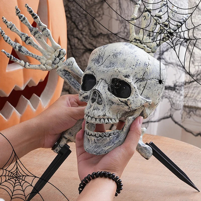 Halloween Home Decor Skeleton Head Outdoor Scary Props Realistic Skull Prank
