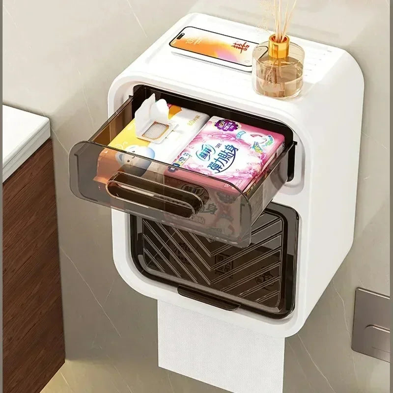 Wall-Mounted Bathroom Tissue Box with Drawer