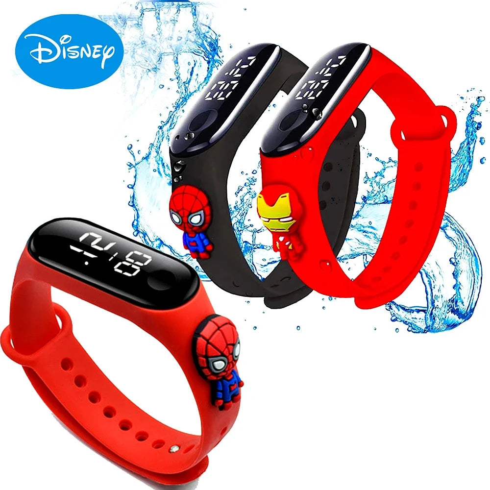 Disney Stitch Spider Man Cartoon Waterproof Watches For Kids LED Electronic Sport Watch