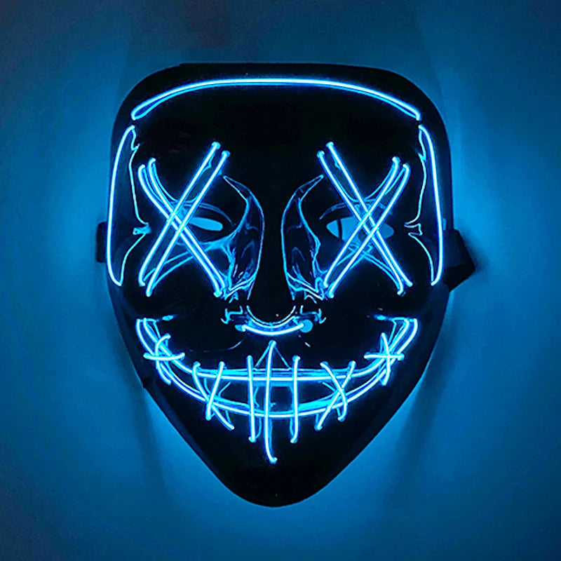 Wireless Glowing Mask LED Luminous Purge Mask Halloween Carnival Light Up Party Mask