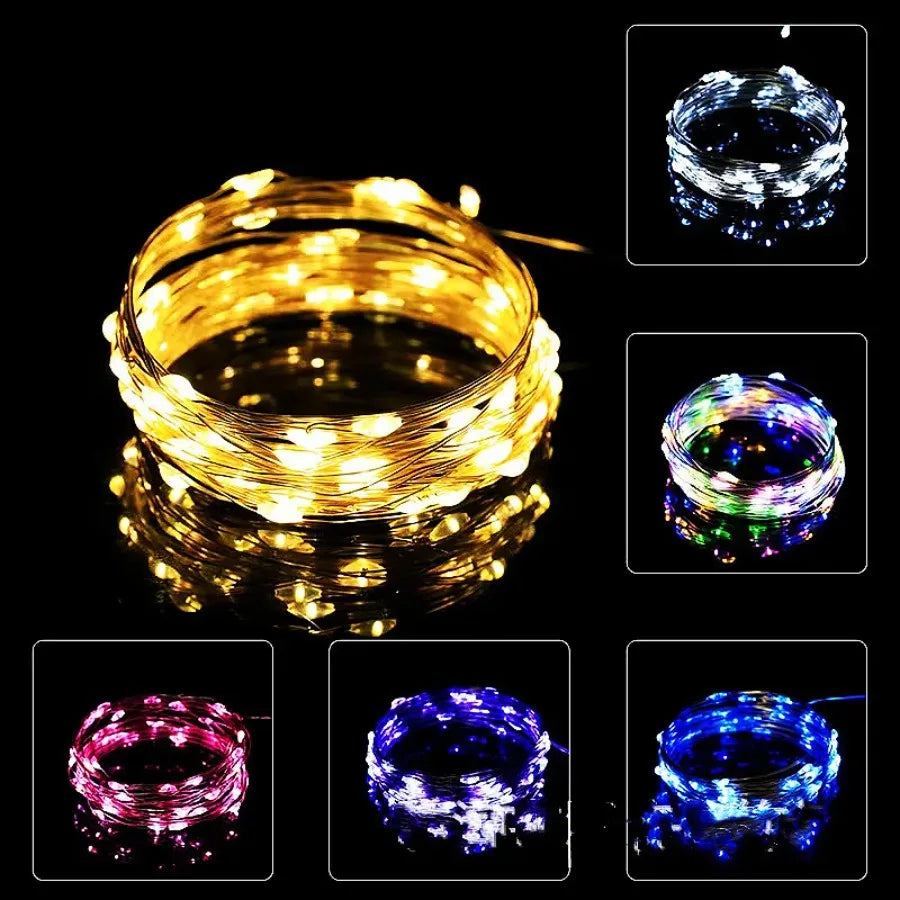 5/10/20M USB LED String Copper Silver Wire Garland Light Waterproof Fairy Decoration