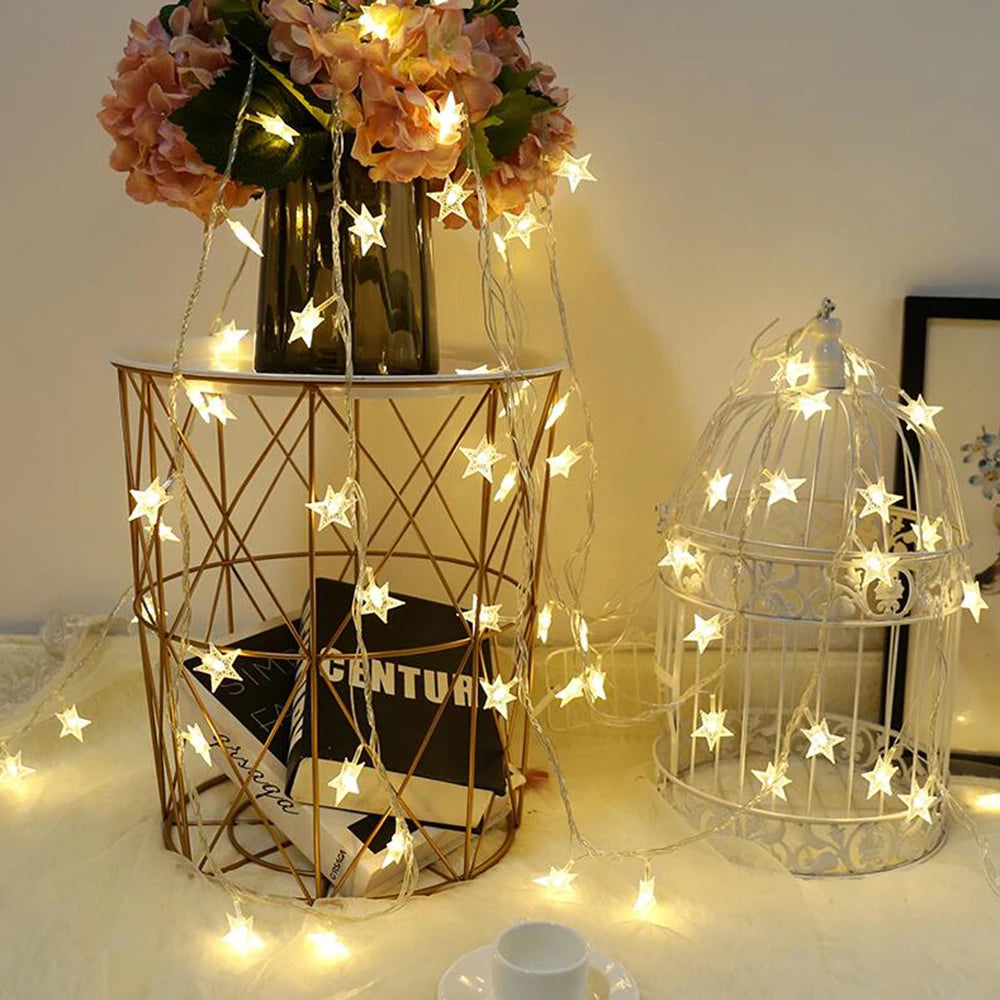 LED String Outdoor Star Chain Lights Bulb Fairy Lights for Home Garden Christmas Decor