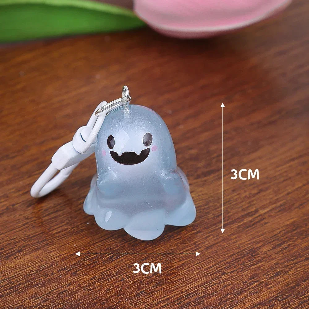 Halloween Keychain Glow-in-the-Dark Cartoon Jelly Doll Pendant Headphone Case Decor