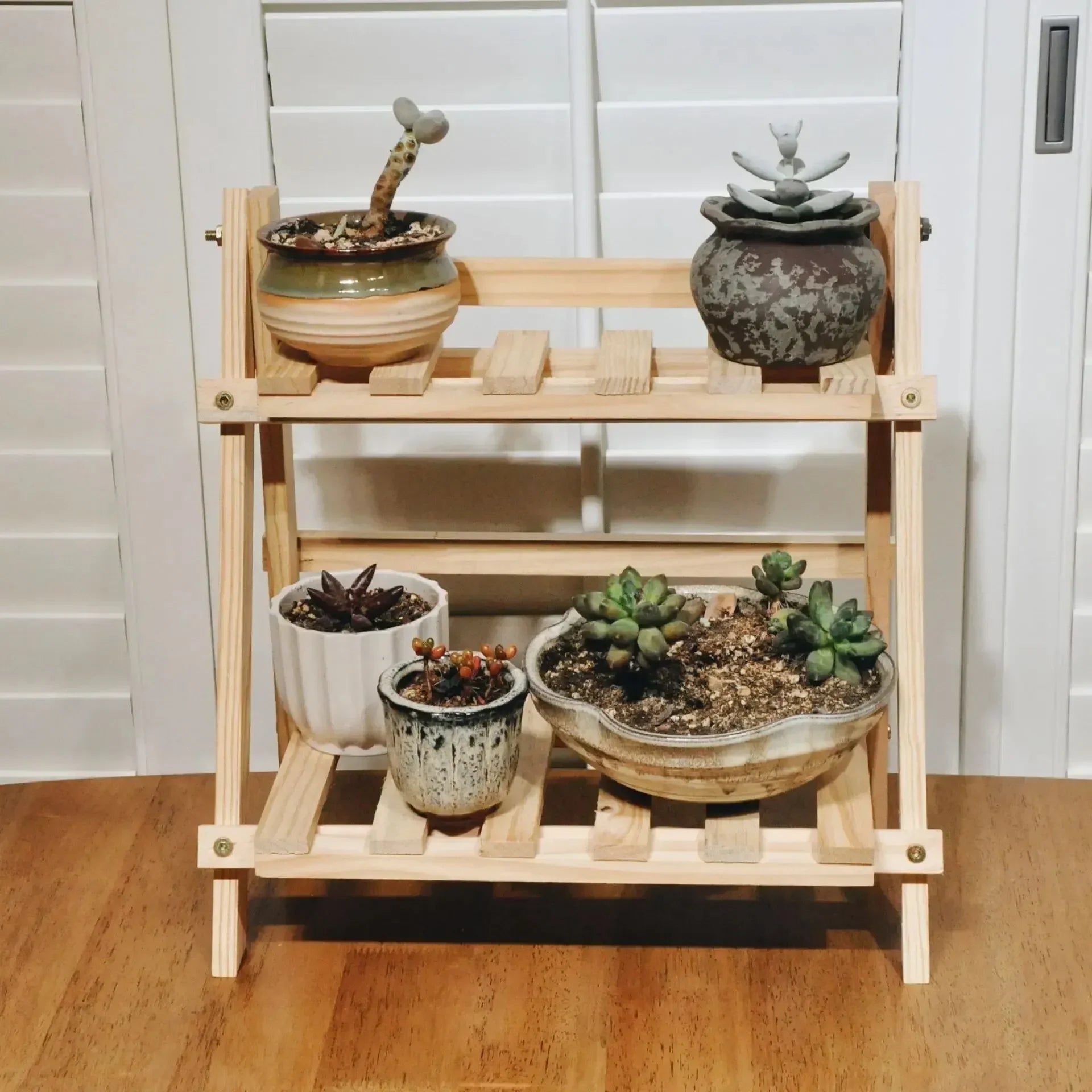 Bilayer Wooden Storage Shelf
