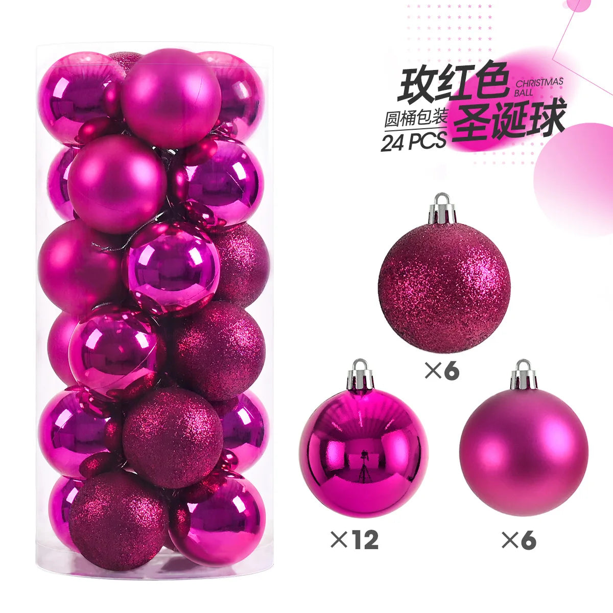 24pcs 3cm Christmas Balls Ornaments Tree Pendants
