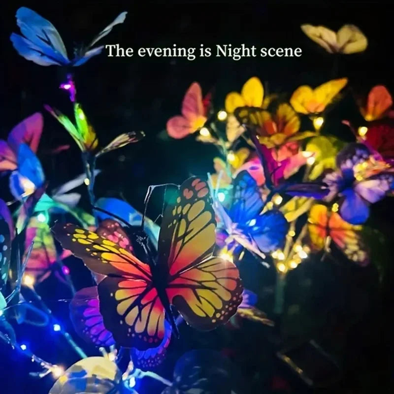 Solar LED Butterfly Flower Light Outdoor Simulation Garden Waterproof Lamp