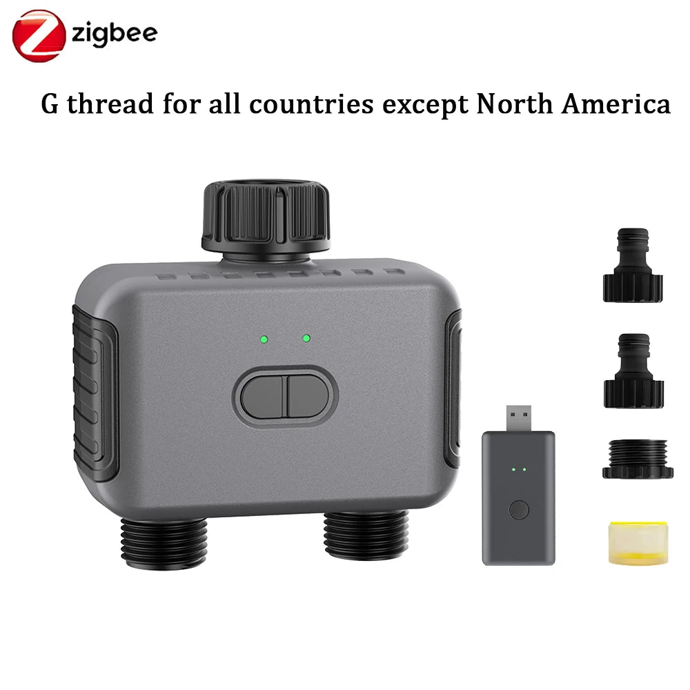 Automatic Water Timer Dual Hose Garden Irrigation Watering System Faucet Sprinkler