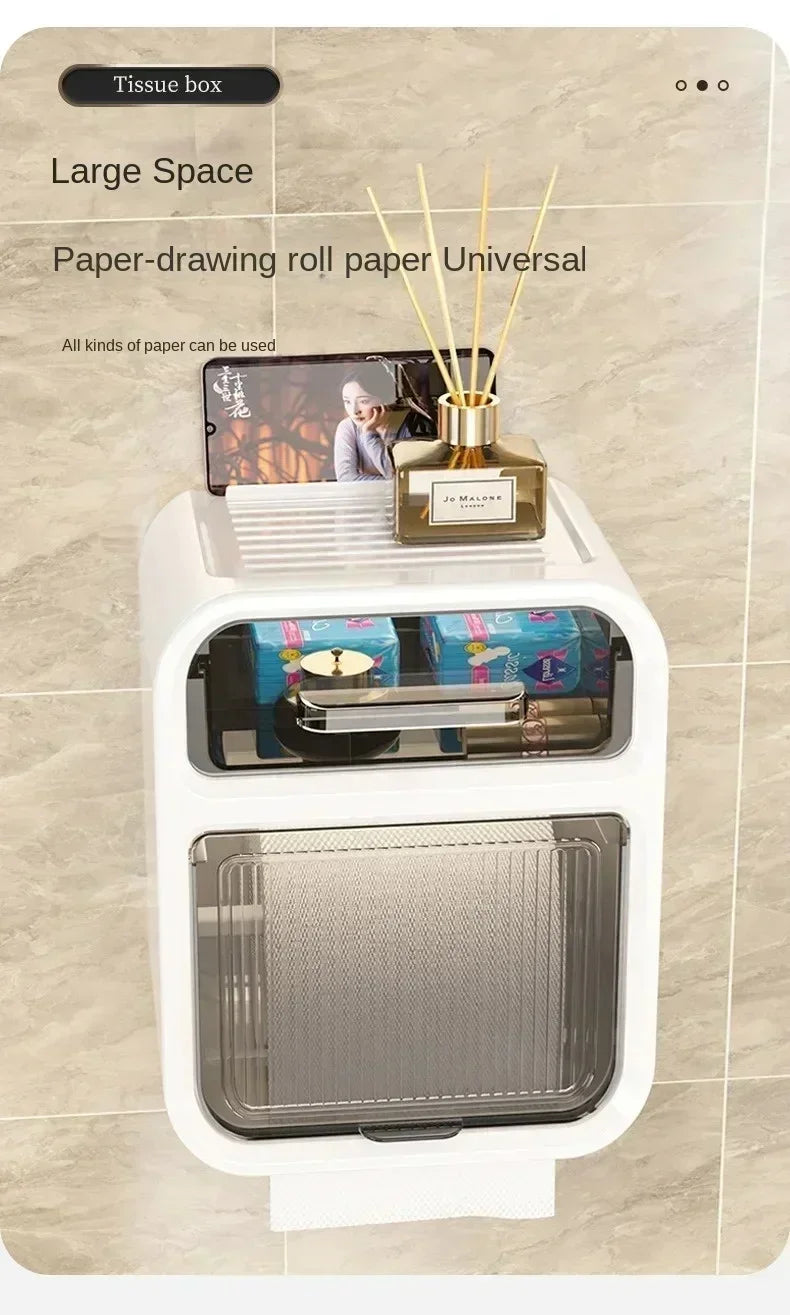 Wall-Mounted Bathroom Tissue Box with Drawer