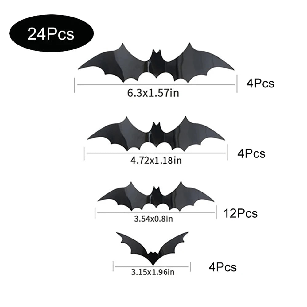 Halloween Bats Decorations,3D Pvc Bat on The Wall,Black Bats Wall Stickers