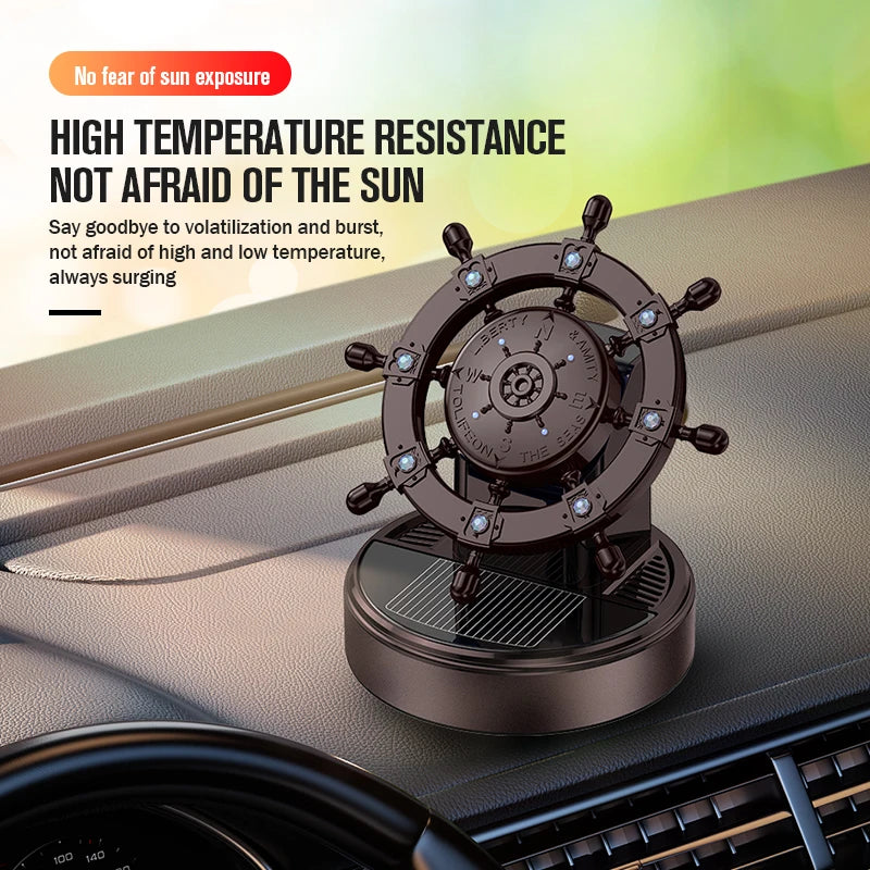 Solar rotating car fragrance creative metal boat rudder car perfume accessories