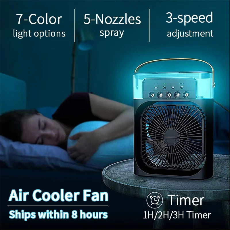 New 3 In 1 AIr Conditioner Household Mini Air Cooler LED Night Light Portable humidifier