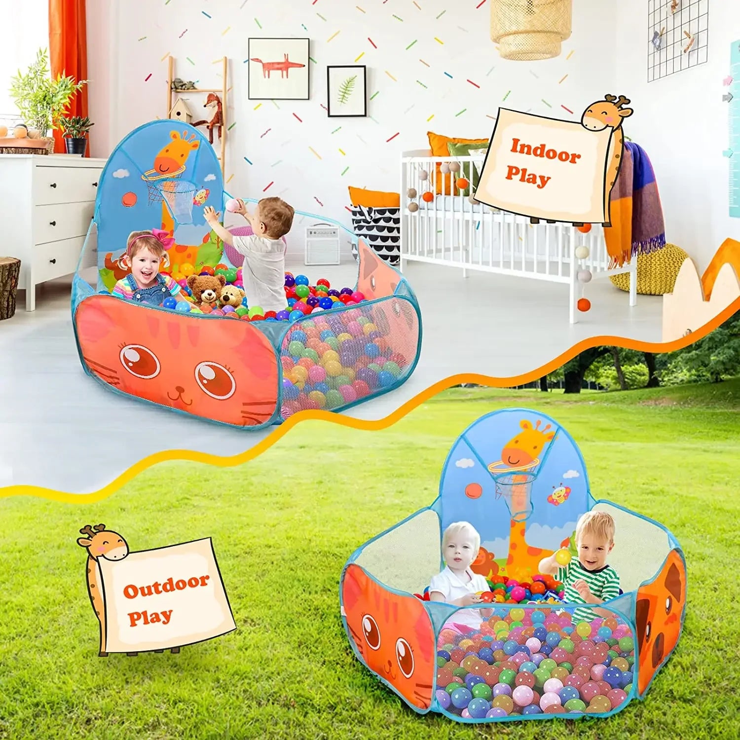 Children Ball Pool Tent Portable Foldable Ball Pit Play Tent with Basket